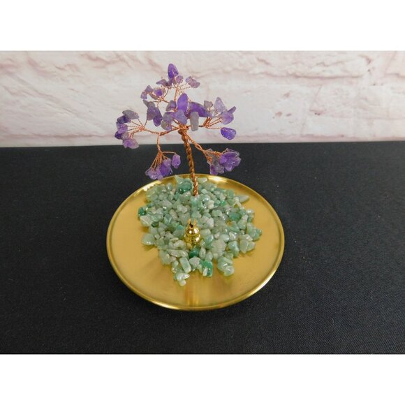 Crystal Gem Tree of Life Incense Stick Holder / Burner with Amethyst & Green Ave - Picture 6 of 9